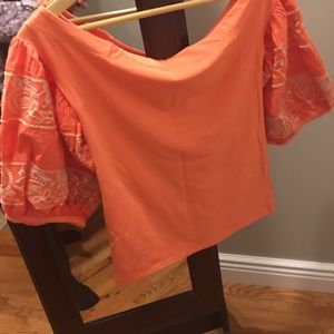 New Free People Orange Off the Shoulder Top
